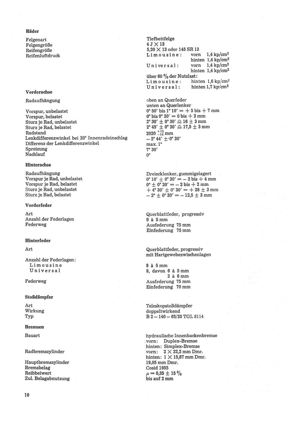 Reparaturhandbuch für Personenkraftwagen "Trabant 601"