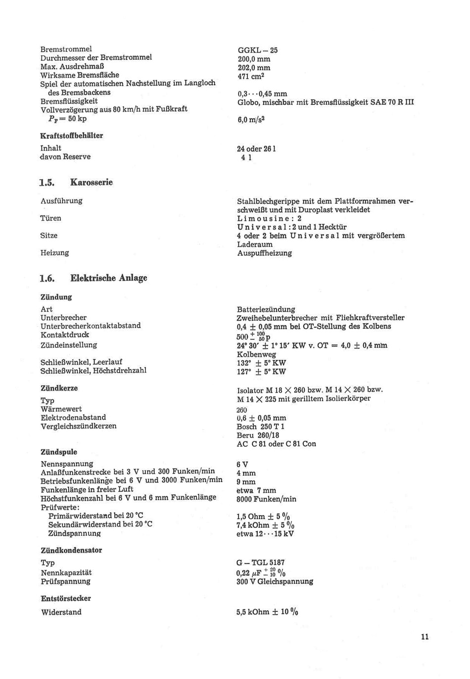 Reparaturhandbuch für Personenkraftwagen "Trabant 601"