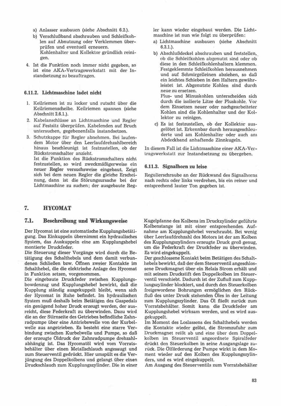 Reparaturhandbuch für Personenkraftwagen "Trabant 601"